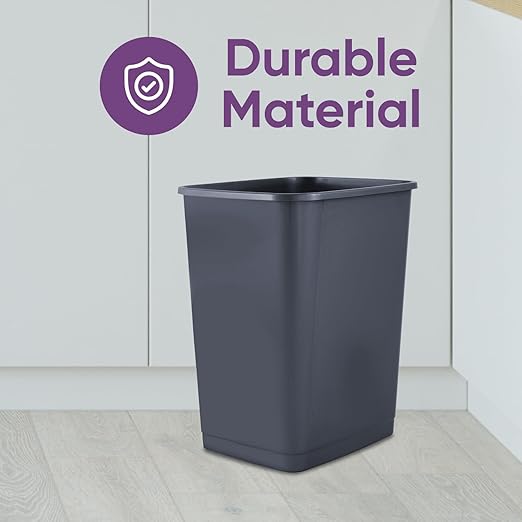Superio 4.5 Gallon Plastic Trash Can, Waste Bin for Home, Kitchen, Office, Bedroom, Bathroom- 18 Qt (4 Pack, Dark Grey)