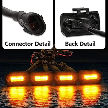 TOP-MAX Upgraded 4PCS Grill Lights for 2020 2021 2022 2023 Toyota Tacoma Off Road and TRD Sport OEM Grill, Tacoma Grill Accessories Replacement LED Warning Lights with Fuse (Amber Light/Smoked Lens)