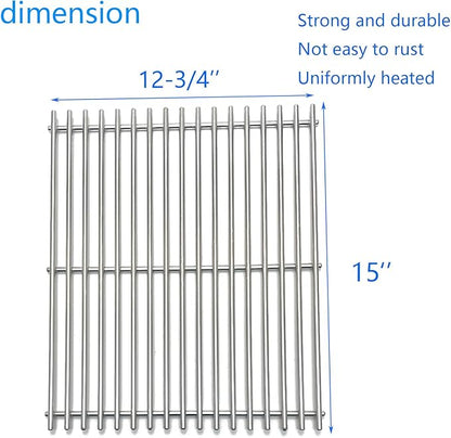 15" Stainless Steel 2 Grid Grates Replacement Parts for Broil King 9865-54, 9453-57, 9453-54, 9453-64, 9869-74c, 945584 Broil-Mate, Huntington, Crown, Sterling 20, 20B, 40, 70, 90 Gas Grill