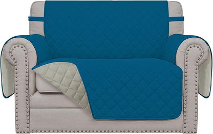 Easy-Going Reversible Couch Cover, Oversized Chair, Peacockblue/Beige | Machine Washable Slipcover For Dogs, Water Resistant Furniture Mat For Living Room, Non-Slip Sofa Cover, Pet Friendly