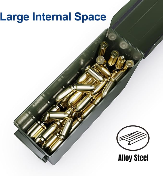 PATRON 30 & 50 Cal Ammo Can Metal Ammo Box Storage Crate Case for Shotgun Bullet Rifle Ammunition Waterproof (Black or Green)