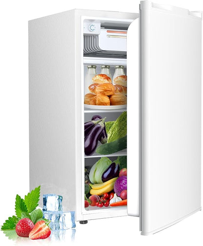 Electactic 4.5 Cu.ft Mini Fridge with Freezer, Compact Refrigerator with Reversible Single Door, Adjustable Thermostat, Low Noise, Energy Efficient for Office, Dorm, Bedroom, Apartment White