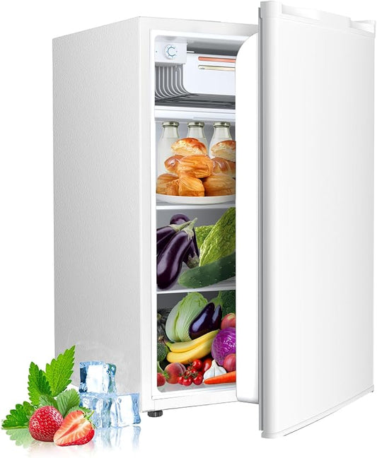 Electactic 4.5 Cu.ft Mini Fridge with Freezer, Compact Refrigerator with Reversible Single Door, Adjustable Thermostat, Low Noise, Energy Efficient for Office, Dorm, Bedroom, Apartment White