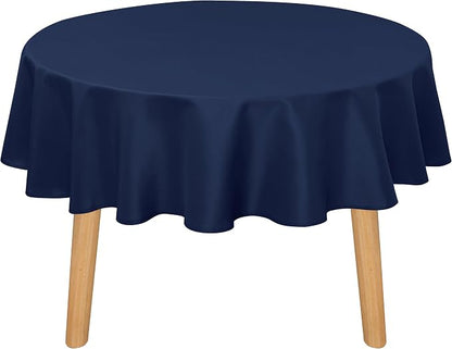 DWCN Round Tablecloth 90 Inch - Waterproof & Stain Resistant Spillproof Washable Polyester Fabric for Dining Room Kitchen, Dining, Party, Weddings and Restaurants, Navy Blue