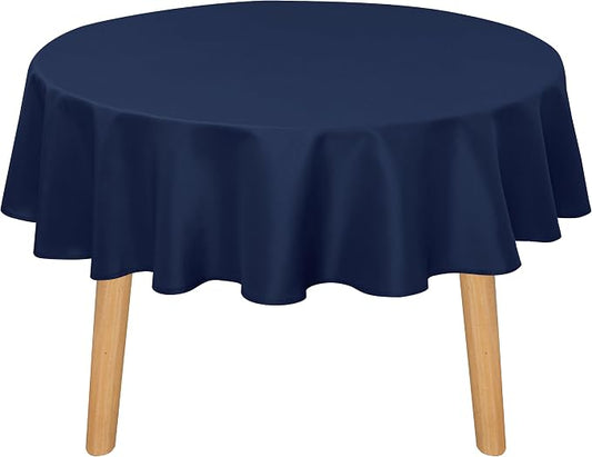 DWCN Round Tablecloth 70 Inch - Waterproof & Stain Resistant Spillproof Washable Polyester Fabric for Dining Room Kitchen, Dining, Party, Weddings and Restaurants, Navy Blue
