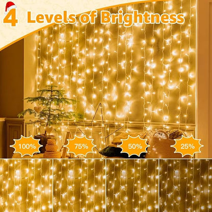 Ollny Christmas Lights Outdoor 800LED 262FT, Warm White Plug in Fairy Light with Remote, 8 Modes Waterproof Timers Dimmable LED String Lights for Indoor House Outside Bedroom Patio Balcony