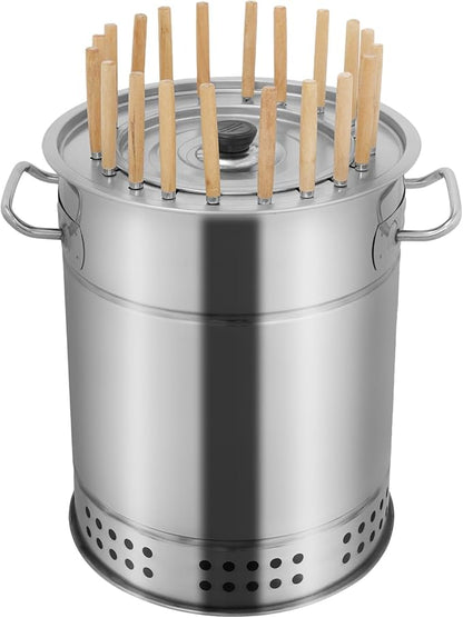 360° Portable Charcoal Barrel, Stainless Steel BBQ Grills Barrel, Outdoor Large Smokeless 2-In-1 Barbecue Grill Barrels - 20 Holes for Camping Grill Picnic Patio Backyard Cooking (30* Skewers)