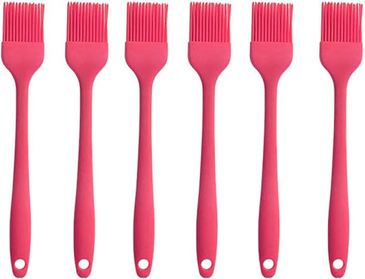 Silicone brush, Oil Brush for BBQ Kitchen Cooking Baking and Grilling (6 PCS,Rose red)
