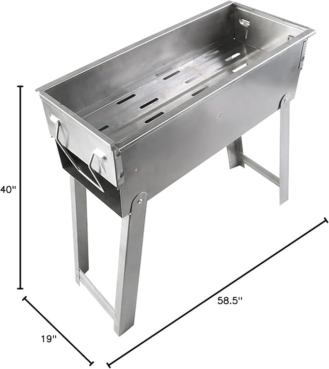 Charcoal Grill Portable BBQ Grill with Legs, Grill Folding Barbecue Grill Charcoal Shish Kebab Grill Stainless Steel Camping Grill for Outdoor Picnic, Patio, Backyard & Camping
