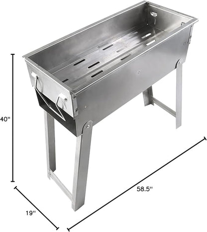 Charcoal Grill Portable BBQ Grill with Legs, Grill Folding Barbecue Grill Charcoal Shish Kebab Grill Stainless Steel Camping Grill for Outdoor Picnic, Patio, Backyard & Camping