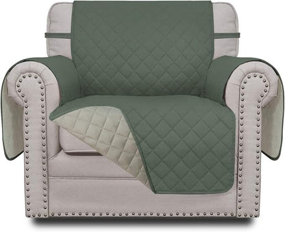 Easy-Going Reversible Couch Cover, Small Chair, Greyish Green/Beige | Machine Washable Slipcover For Dogs, Water Resistant Furniture Mat For Living Room, Non-Slip Sofa Cover, Pet Friendly