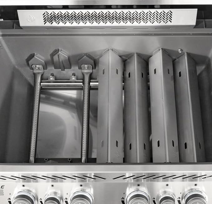Stainless Steel Heat Plates and Grill Burners Set for Napoleon Rogue Series, Prestige 500 Propane Grills, 7-Pack Sear Plates Flavorizer Bar & 4-Pack Burner Tube BBQ Replacement Part Kit