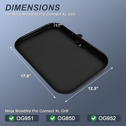 Griddle Plate Insert for Ninja Woodfire Pro Connect XL Grill OG951 OG850 OG952, Non-Stick Griddle Pan for Ninja XSKGRIDLXL Woodfire OG800 OG900 Series Grill Accessories