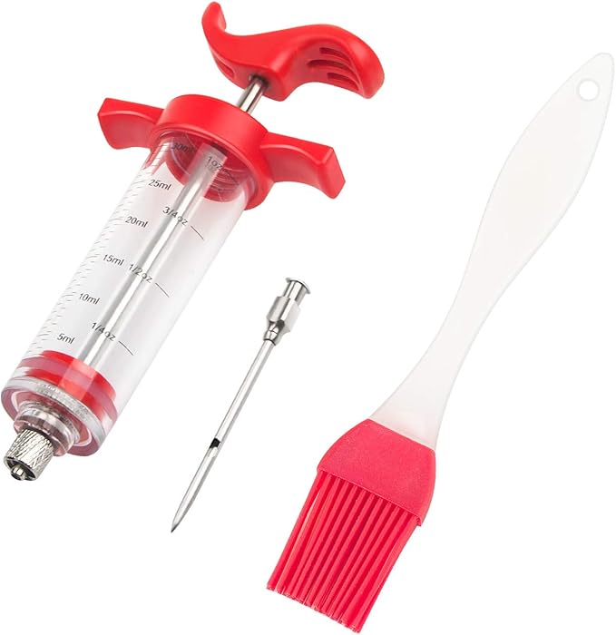 Meat Injector Kit,Plastic Marinade Injector Syringe with Screw-on Meat Needle,Turkey Injector for Beef Chicken Grill Cooking