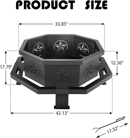 43 Inch Octagonal Fire Pit,Outdoor Fire Pit,Wood Burning Firepit for Bonfire, Firepits for Outside,Camping, Backyard, Patio,Bonfire,Garden