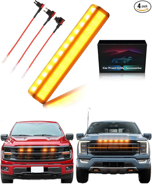 OKLSG LED Front Grill Lights for F150 2026 2025 2024-2018 Grille Light F150 Accessories(Amber Lights, 4)