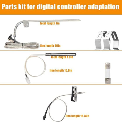 Upgraded Replacement Kit For Pit Boss - Digital Thermostat Panel for PBV3P1/PBV4PS1/PBV5P1 Series Vertical Smoker - Includes Meat Probes, Temp Sensor & Ignition Hot Rod - Grill Parts & Accessories