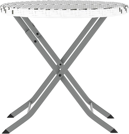 Flash Furniture Rouen Commercial Grade Folding Bistro Set, Indoor/Outdoor PE Rattan Table Top, Back and Seat, Charcoal Steel Frames, 3 Piece Set, Gray/White