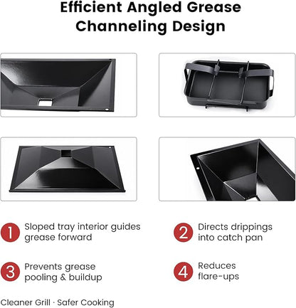 99250/7515 Grease Tray Set with Catch Pan & Holder - 10pack Liner Drip Pan Replacement for Weber Spirit 310/320/700 (2007-2012: Side Control), Genesis Silver/Gold/Platinum B/C Grills