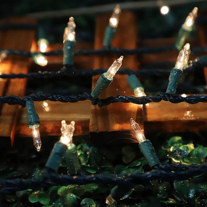 Clear Christmas String Lights, 150 Count 31.9Ft Incandescent Mini Bulb Lights, Green Wire Waterproof Indoor Outdoor String Lights for Xmas Tree, Garland, Wedding, Party & Holiday Decor