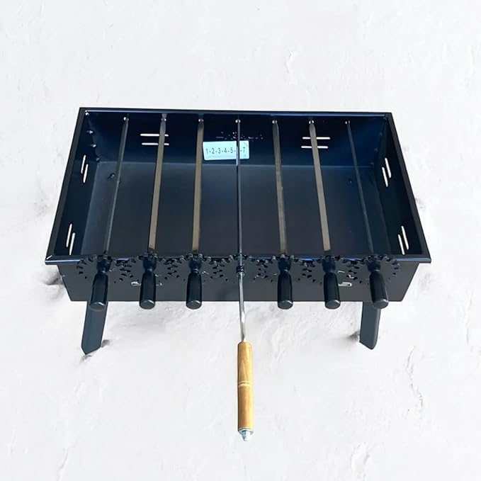 Rotating Camp Grill with Foldable Legs and Carry Bag, Large Skewer Grill