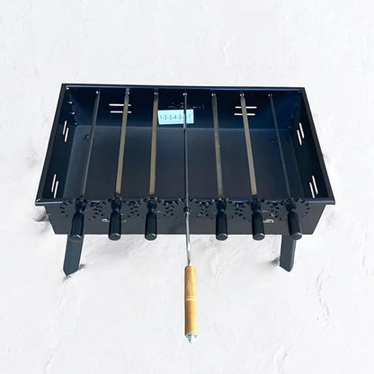 Rotating Camp Grill with Foldable Legs and Carry Bag, Large Skewer Grill