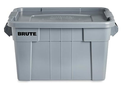 Rubbermaid Commercial Products BRUTE Tote Storage Container with Lid-included, 20-Gallon, Gray, Rugged/Reusable Boxes for Moving/Storing in Garage/Basement/Attic/Jobsite/Truck/Camping (FG9S3100GRAY)