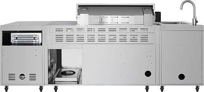 KoolMore Reserve Outdoor Kitchen Island with 6 Burner Grill and a Side Burner, Sink, Storage Cabinet and Beverage Refrigerator, CSA Listed in Stainless-Steel