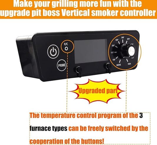 Upgraded Replacement Kit For Pit Boss - Digital Thermostat Panel for PBV3P1/PBV4PS1/PBV5P1 Series Vertical Smoker - Includes Meat Probes, Temp Sensor & Ignition Hot Rod - Grill Parts & Accessories