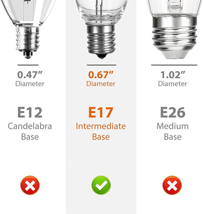 addlon LED Replacement Bulbs S14 15-Pack 1W E17 Waterproof Shatterproof | Commercial Grade Quality, LED Dimmable Compatible Clear Plastic E17 Screw Base for Our Outdoor String Light