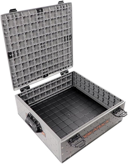 YakAttack ShortStak Solo Storage Box - Size & Color Options | Standalone Low-Profile Crate with Lid, Hinges & Latches | GridLoc Mounting Panels | Slider Feet for Under-Seat Use | Made in USA