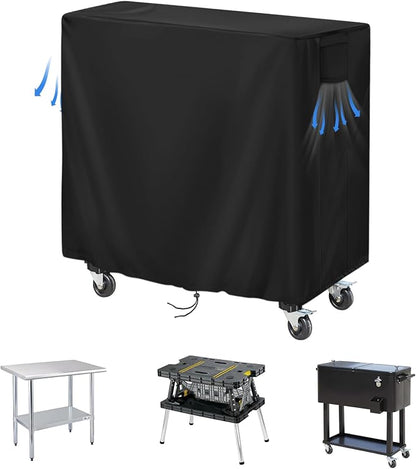 420D Outdoor Prep Table Cover 36 Inch,36''L x 24''W x 35''H,Black | Waterproof Patio Stainless Steel Table Cover, Workbench Covers Waterproof, Picnic BBQ Grill Cart Cover