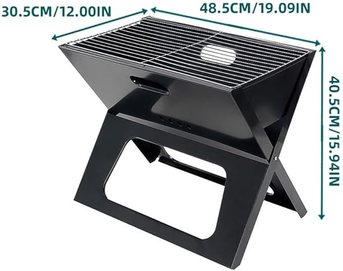 1pc Black BBQ Grill, Outdoor Barbecue Grill Barbecue Charcoal Folding Portable Charcoal Portable Grill Tools