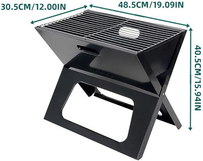 1pc Black BBQ Grill, Outdoor Barbecue Grill Barbecue Charcoal Folding Portable Charcoal Portable Grill Tools
