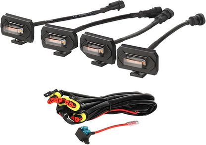 LED White Grill Lights (4 Pcs), Style for 2020+ Vehicle, ABS Shell, with Fuse & Wire Harnesses, 18 x 40 x 6 cm