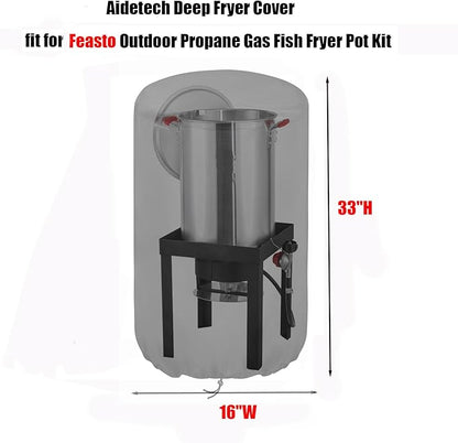 Outdoor Fryers Cover for Feasto 30QT Turkey Fryer, Waterproof Deep Fryer Cover for Outdoor Cooking - 16" W x 33" H
