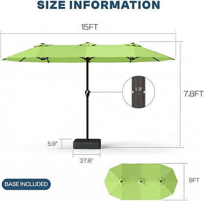 15FT Large Patio Umbrella with Base Included