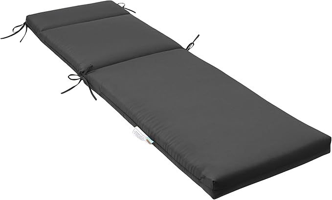 QILLOWAY Outdoor Chaise Lounge Cushion,All Weather High-Density Foam Recliner Chairs Replacement Cushions,Dark Grey.