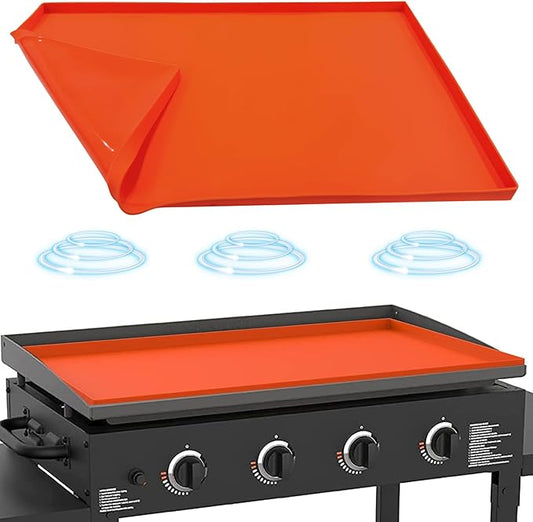 Silicone Griddle Mat for Blackstone 36 Inch, Heavy Duty Food Grade Silicone Griddle Cover, Griddle Accessories for Blackstone Grill, All Season Protective Cover (Orange, 36 Inch)