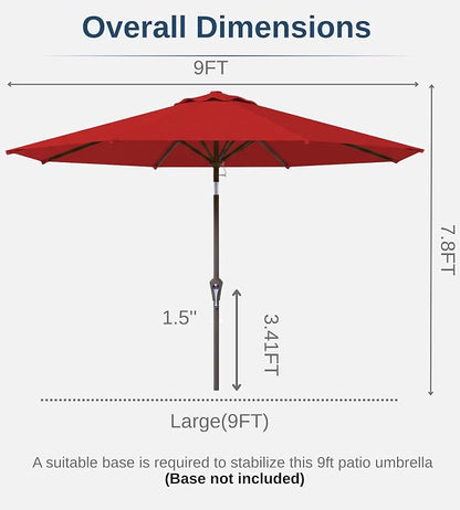 9FT Auto-Tilt Patio Umbrella|Outdoor Market Table Umbrella with 8 Fiberglass Ribs for Pool,Deck&Backyard