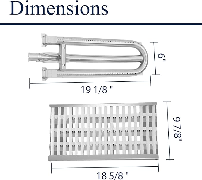 Stainless Steel Grill Heat Plates Heat Shield Grill Burners for DCS Grill Parts 27DBQR, BGA36-BQARL/BQARN, BGA48-BQARL/BQARN, Ceramic Rod Complete Radiant Tray BBQ Gas Grill Replacement Parts