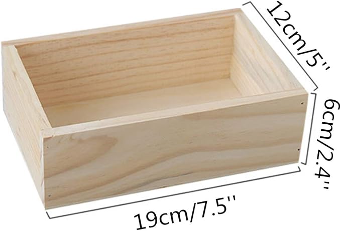 2Pcs 7.5"×5"×2.4" Natural Wooden Succulent Planter Plant Container | Wood Organizer Window Boxes Holding Bottles & Items Rectangular Flower Pot Storage Box for Indoor Outdoor Home Venue Decor