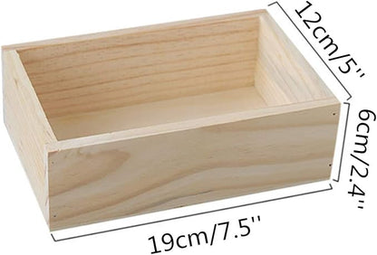 2Pcs 7.5"×5"×2.4" Natural Wooden Succulent Planter Plant Container | Wood Organizer Window Boxes Holding Bottles & Items Rectangular Flower Pot Storage Box for Indoor Outdoor Home Venue Decor