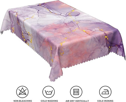 54x108inches Abstract Pink Purple Marble Table Cloth Watercolor Ombre Ink Painting Art Modern Texture Tablecloth Waterproof Polyester Table Cover for Dining Room Kitchen Themed Party Decor