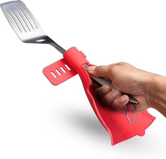 Grillbot Heat Resistant BBQ Heat Shield for Utensils, Protect Hands from Burns, Splatter & Flare-Ups, BPA-Free Silicone, Dishwasher Safe, Universal Fit, Perfect Grill Gift for Men (Red, Bear)