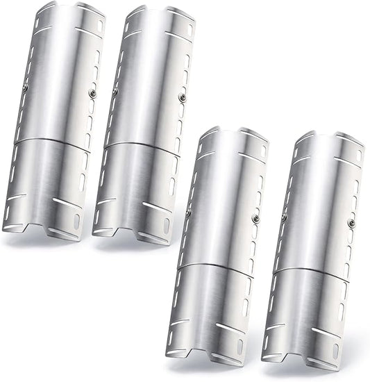 Universal Adjustable Grill Heat Plates, Heat Tents, Flame Tamer Burner Covers, Heavy Duty Heat Plate Shield, Stainless Steel Grill Replacement Parts, Extends from 12" up to 18" L, 4 Pack