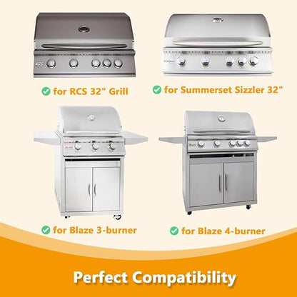 BBQ-PLUS RJC008P Grill Grates Replacement Parts for RCS 32" Premier RJC32A, Blaze 3/4/5 Burner BLZ-4LTE2-NG BLZ-32-034, Stainless Steel Cooking Grids for Summerset Sizzler 32" Grills, 4 Pack