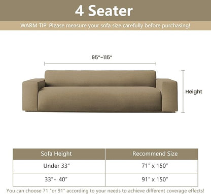 MYSKY HOME Couch Covers for 3 Cushion Couch Sofa, Sectional Couch Cover L Shape Chenille Couch Cushion Covers for Pets, Furniture Protector Cover for Dogs, Kids, 71"X150", Deep Chocolate