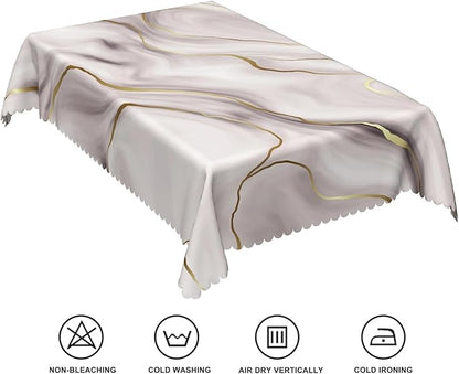 54x86inches Marble Rectangle Tablecloth Modern Ink Painting Gold Line Abstract Art Marble Texture Table Cloth Oil Proof Wipeable Table Cover for Dining Room Indoor Outdoor Party Picnic Patio