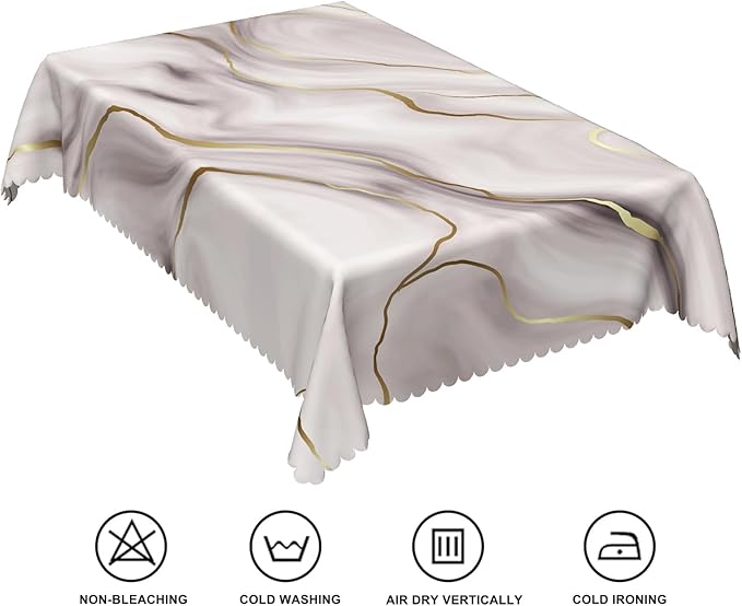 70x140inches Marble Rectangle Tablecloth Modern Ink Painting Gold Line Abstract Art Marble Texture Table Cloth Oil Proof Wipeable Table Cover for Dining Room Indoor Outdoor Party Picnic Patio